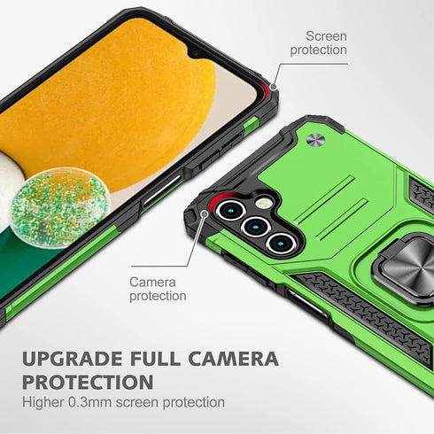 HNHYGETE Phone Case for Galaxy A13 5G with Screen Protector, 360° Military Grade Rotatable Kickstand, Green