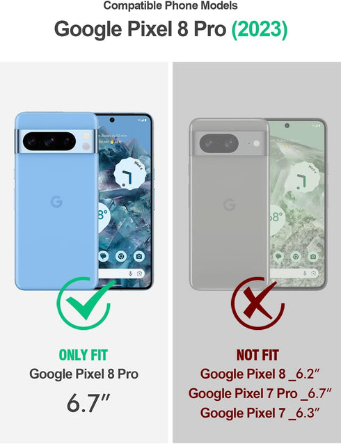 Poetic Revolution Case Compatible with Pixel 8 Pro 5G, Full Body Rugged Shockproof Protective Cover Case with Kickstand, Built-in Screen Protector Work with Fingerprint ID, Black