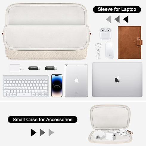 ARVOK Laptop Sleeve Case for 13/13.3/14 inch MacBook Air/Pro & HP Chromebook, Water-Resistant Leather Case with Pouch