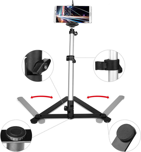 ChromLives Photo Copy Stand Pico Projector Stand with Phone Clamp Overhead Phone Mount Smartphone Compatible Tripod