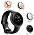 Amzpas 2 Pack for Google Pixel Watch Screen Protector Case, Soft Plated TPU Full Around Sensitive Touch Protective Cover for Google Pixel Watch Accessories, Black+Silver