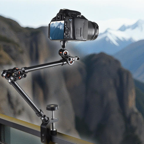 Akeipho 21"/53cm Adjustable Magic Arm with Super Clamp, Overhead Phone Mount, Heavy Duty Desk Camera Mount