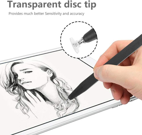 ASHATA Universal Capacitive Stylus Pen, 2PCS Precision Disc Tip Stylus for All Mobile Phones and Tablets (Black)