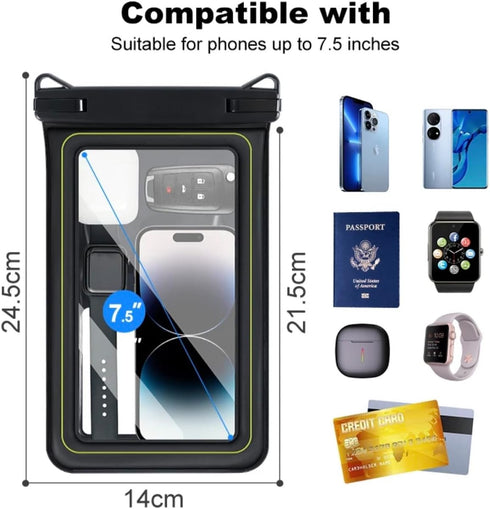 Waterproof Phone Pouch - All Gray Floating Pouch with Carrying Strap (Single 7.5)