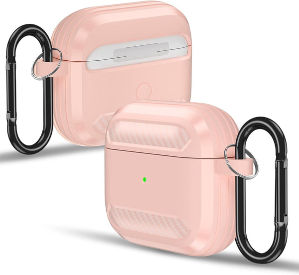 ORIbox Carbon Fiber Case for Apple AirPods 3, Full Protective Skin with Keychain