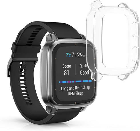 kwmobile Case Compatible with Garmin Venu Sq 2 Music/Sq 2, 2X TPU Silicone Fitness Tracker Cover - Transparent