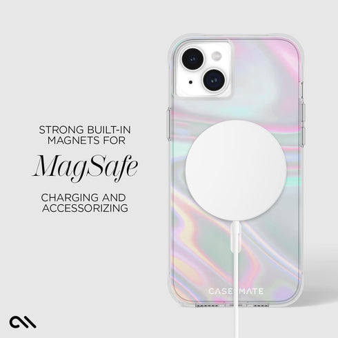 Case-Mate Soap Bubble Case for iPhone 15 Plus - 12ft Drop Protection, Compatible with MagSafe, Iridescent Swirl Effect