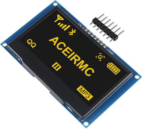 ACEIRMC 2.42 inch 128x64 SSD1309 7 I2C R3 OLED LCD Display Module Pin SPI/IIC Serial Interface for Arduino UNO (Yellow)