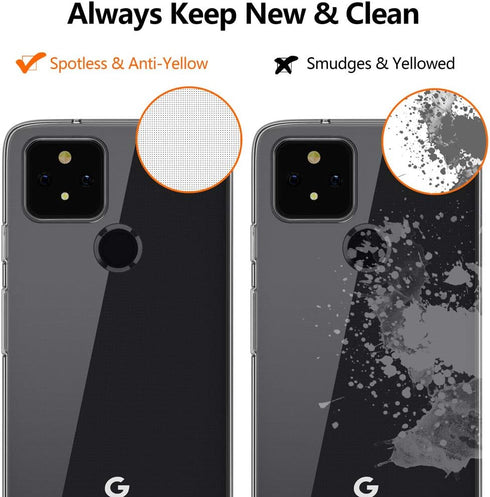 SNOSHO Clear Case for Google Pixel 5, Slim Thin Silicone TPU Protective Cover, Lightweight Anti-Scratch
