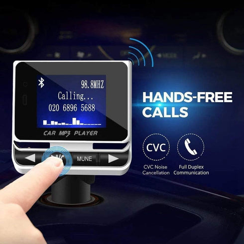 Bluetooth FM Transmitter for Car, Wireless Radio Adapter with Remote Control, Handsfree Auto Kit, USB Charger, and Aux