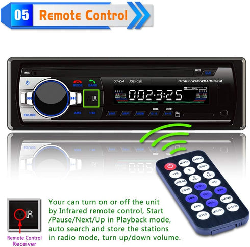 Eaglerich 12V MP3 MMC 1 Car Stereo FM Radio Audio Player Built in Bluetooth Phone with USB SD Port Car Radio Bluetooth