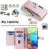 Asuwish Phone Case for Samsung Galaxy A71 5G, Zipper Leather Wallet Cover with Kickstand and Credit Card Holder - Rose