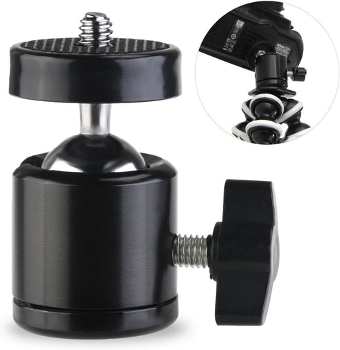 SLOW DOLPHIN 360 Degree Swivel Mini Ball Head Hot Shoe Mount Adapter with 1/4 Tripod Screw for Cameras, 2 Packs