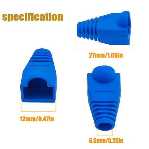 PETECHTOOL RJ45 Cat6 Pass Through Connectors Gold Plated 8P8C Ends with Blue Strain Relief Boots (200 Packs Total)
