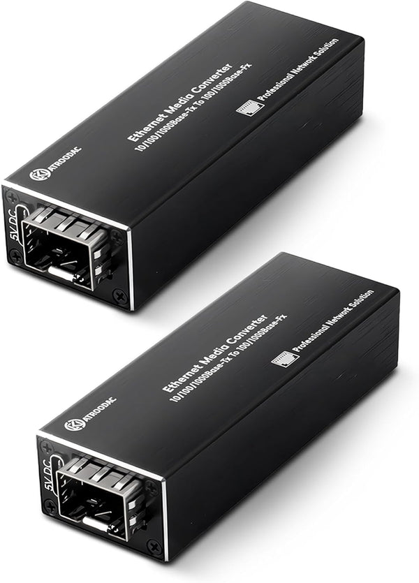 Mini A Pair of Gigabit Fiber Media Converter, Plug and Play Fiber to Ethernet Compact Ethernet Converter