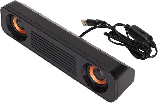 Wired HiFi Stereo Subwoofer Speaker, USB Powered, 3.5mm Plug, Portable Desktop Long Speaker for TV, Computer, Tablet.