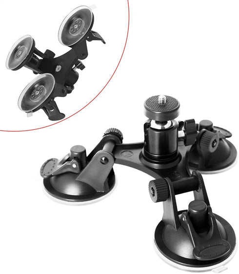 fantaseal Triple Cup DSLR Camera Suction Mount Compatible with Nikon Canon Sony DSLR/Camcorder + GoPro Hero Sony Garmin