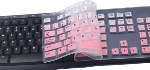 Ultra Thin Desktop PC Silicone Clear Keyboard Cover, Compatible with Logitech MK295 MK275 MK270, Gradient Pink