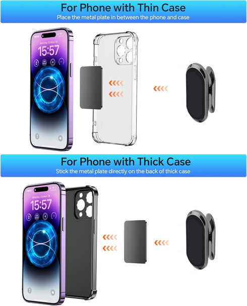 LDJYEONS 2pcs, 360 Car Phone Holder Magnetic Car Phone Holder, Rotation Capable, Suitable for General Smartphones