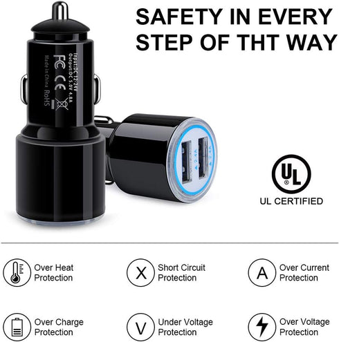 Fast Car Charger for Android & Micro USB Cable, compatible with Samsung Galaxy S7, Note 5, Moto E4, LG K30 & more.