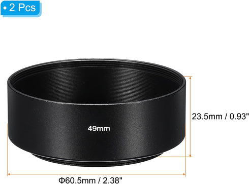 PATIKIL 49mm Lens Hood, 2Pcs Standard Focus Frosted Surface Anti-reflective Hood for Camera