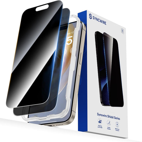 SYNCWIRE 2-Pack Privacy Screen Protector for iPhone 15 Pro Max - 9H Hardness, True 28° Anti Spy, Easy Install, Bubble