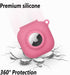 Geiomoo 2 in 1 Silicone Case for Beats Fit Pro and Air Tag, Protective Cover with Carabiner (Luminous Pink)