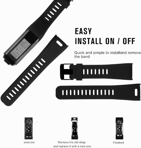 Bands Replacement Compatible with Garmin Vivosmart HR, Black Strap with Metal Buckle, Fitness Sport Wristband