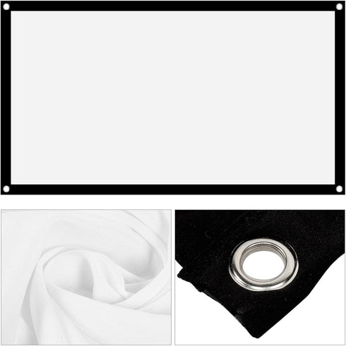 Projection Screen Kit, 16:9 Thicken Portable Non-Crease Soft White Polyester for Home Theater, Conference, Outdoor
