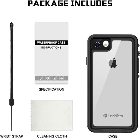 Lanhiem Case for iPhone SE 2022/2020, iPhone 7 8 Case, IP68 Waterproof Dustproof Shockproof with Built-in Screen
