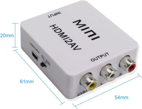 Mini Composite 1080P HDMI to RCA Audio Video AV CVBS Adapter, Support HD for HDMI2AV Converter Box