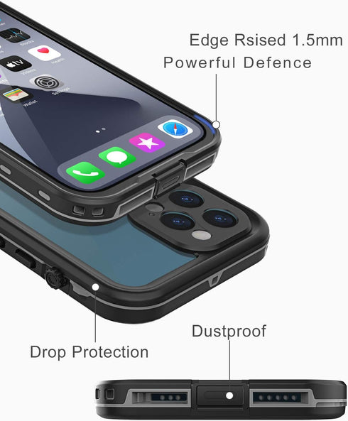 Design for iPhone 12 Pro Waterproof Case, Full Body Shockproof Cover with Screen Protector, Dust Proof for iPhone 12