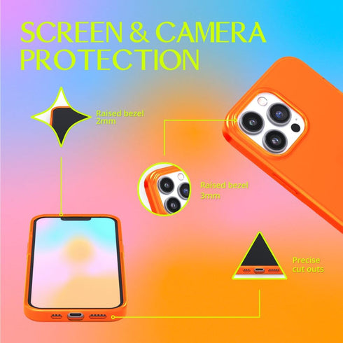 FELONY CASE - iPhone 12 Pro Max Neon Orange Clear Protective Case, TPU and Polycarbonate Shock-Absorbing Cover