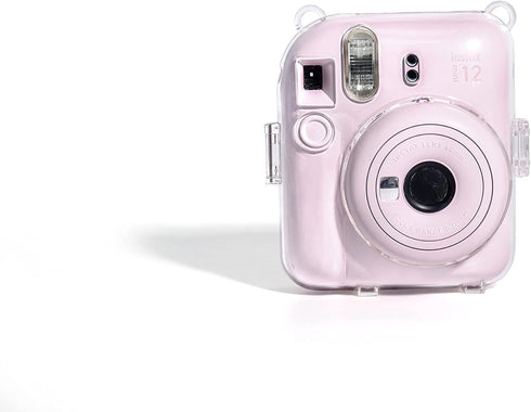 Case for Fujifilm Instax Mini 12, Clear Hard PVC Protective Cover with Adjustable Shoulder Strap