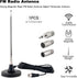Kaunosta 10ft FM Antenna for Stereo Receiver Indoor, Telescopic FM Radio Antenna Heavy-Duty Magnetic Base with Cable