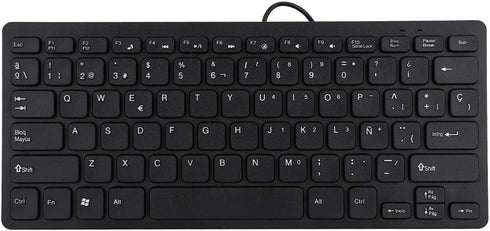 Mini Portable Wired Spanish Keyboard Ñ, USB Interface for Desktop Computer, 78 Keys