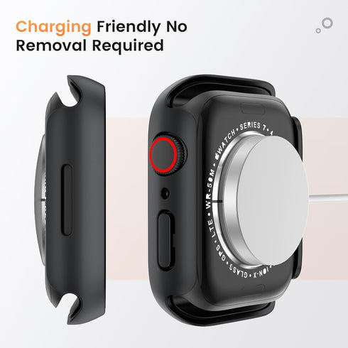 Goton Waterproof Privacy Case for Apple Watch Series 9 8 7 6 5 4 SE, Hard PC Bumper with Tempered Glass, 41mm Black