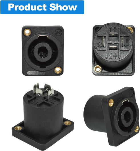 speakon Connector, Speaker Jack Twist Lock 4 Pole Square, Compatible with Speakon NL4MP, NL4MPR, NL4FC (8 Packs Black)