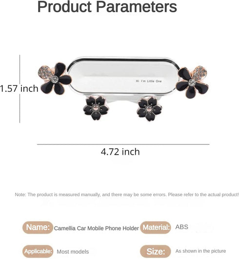 Elegant Flower Crystal Air Vent Phone Holder, Car Cellphone Mount Clip, Nice Gift for Smartphone (White Flower)
