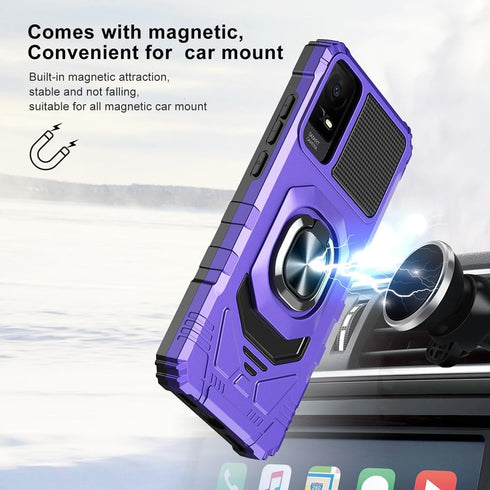 TCL ION V Case with Screen Protector, Purple Magnetic Ring Stand Soft Silicone Bumper Military Grade Cover