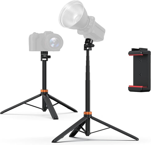 63" 180 1/4" TP-32 VRIG Extendable Photography Light Stand, Tripod Head Portable Tripod with Thread Phone Mount