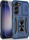 Samsung Galaxy S23 Case, Shockproof Phone Case with Sliding Camera Cover & Rotatable Ring Holder, 6.1", Dark Blue