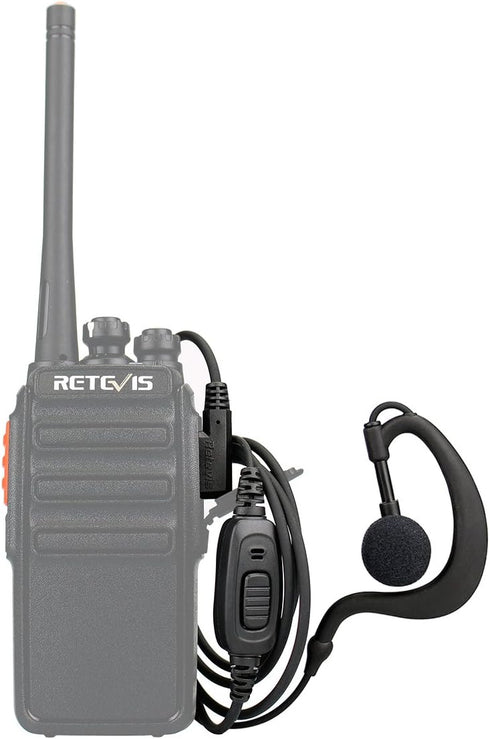Retevis 2 Way Radio Earpiece, C-Type Earhook Headset with Mic, 2 Pin, for RT22 RT68 RT21 H-777 RT27 RT19 RB26 RB45,Compatible with BAOFENG UV-5R BF-F8HP Walkie Talkies, Walkie Talkie Earpiece(2 Pack)