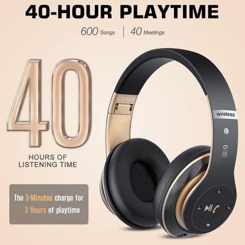 6S Wireless Bluetooth Headphones Over Ear, Hi-Fi Stereo Foldable Headsets with Built-in Mic, Volume Control, FM
