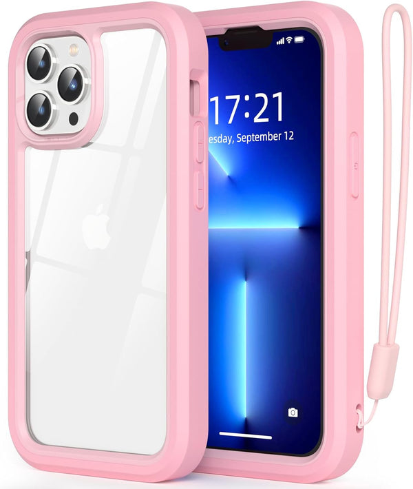 WXR Compatible with iPhone 13 Pro Max Case, Soft Silicone & Crystal Clear Hard PC Back, Military Grade Protection