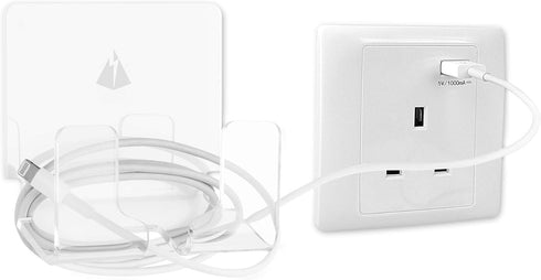 TXEsign Wall Phone Holder Mount for Smartphones, iPhone External Battery - Silky White & Transparent