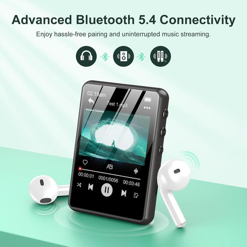 ZAQE 128GB MP3 MP3 5.4, Player - Portable Player with Bluetooth Portable Music Player with FM Radio, Voice Recorder