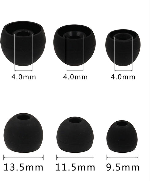 ALXCD Eartips for T10 Earbuds, S/M/L 6 Pairs Replacement Silicone Earbud Tips, Fit for Senso Anker T10 Headphone, Black