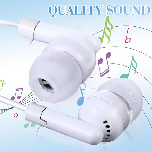 Kanayu 100 Pack Wired Earbuds, White Ear Headphones for Classroom, No Microphone with 3.5 MM Jack for Kids