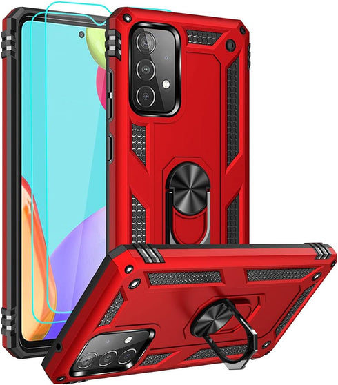 for Samsung A52 Case - Galaxy A52 Military-Grade Ring Holder Kickstand Shockproof Cover with HD Protector